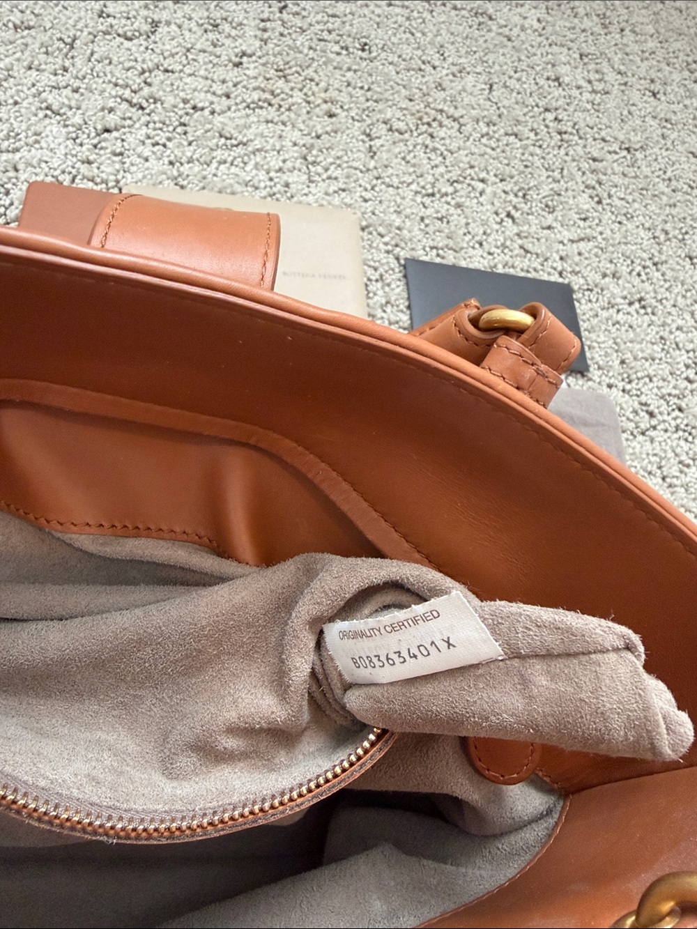 Bottega Veneta Tan Intrecciato Leather Satchel with Gold Hardware - Picture 8 of 8